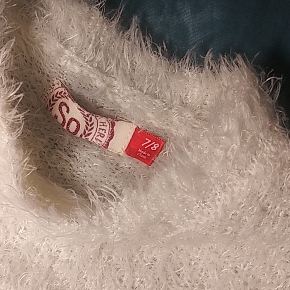 White/Creme sparkly fuzzy sweater - Picture 3 of 4